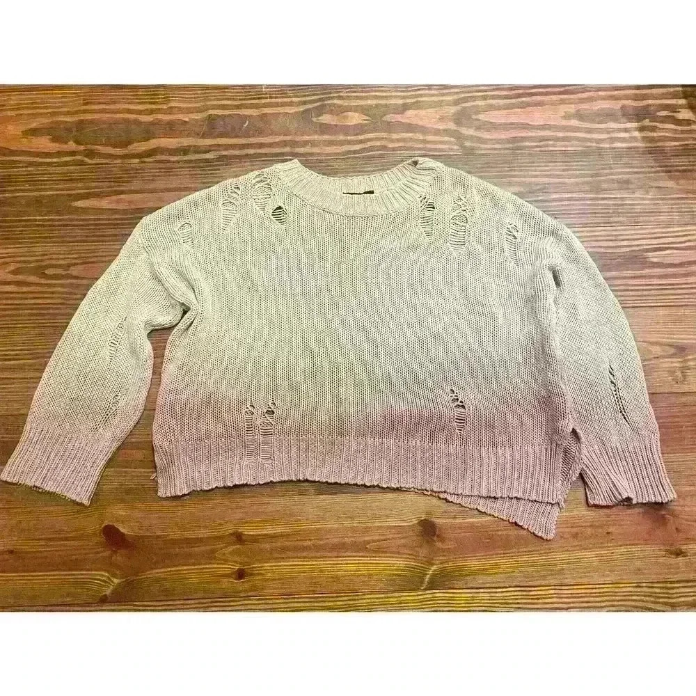 Fate Pink Ombre Distressed Sweater, size medium